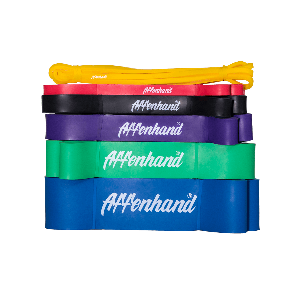 Affenhand Widerstandsbänder – farbiges Resistance Band Set für Mobility, Krafttraining und Pull-up-Support. Extrem dehnbar, langlebig